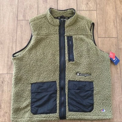 Champion Acogedor Chaleco de Vellón de Felpa Mediática Mixta Ajuste Estándar Negro Oliva Talla 2XL Foto 1 de 4