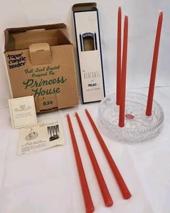 VTG Princess House 24% Full Lead Crystal 3 Lite Taper Candle Holder W/ 6 Candles - Picture 1 of 24