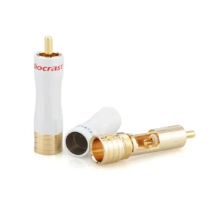 4pcs Gold Plated RCA Male Plug Hi-Fi Audio Cable DIY Screw Lock RCA Connector - Picture 1 of 8