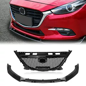Car Front Grille Honeycomb Grill Front Spoiler Kit For Mazda 3 Axela 2014-2016 - Picture 1 of 12