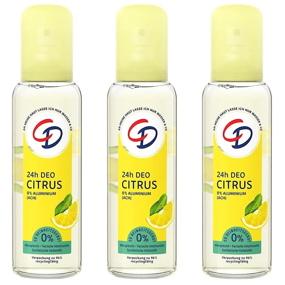 ✅ CD CITRUS Bio-Zitrone DEO Deodorant Zerstäuber 3x 75ml ✅ - Bild 1 von 1