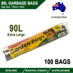 100pcs 90L Garbage Bin Black Liners Bags Large Extra Wide Rubbish Trash 100x80cm - Picture 1 of 2