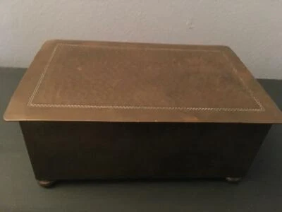 VINTAGE HAMMERED BRASS COLORED CLAD WOODEN BOX  - Image 1 of 4