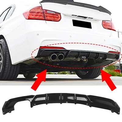 Gloss Black Fit For BMW F30 F31 M Sport 325i 328i 330i 2012-18 Rear Diffuser Lip - Image 1 of 4