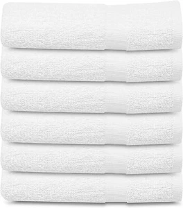 Bath Towels 6 Pack "22x44"  White Cotton Towel Set Bath Pool Gym Towels Beach - Picture 1 of 1