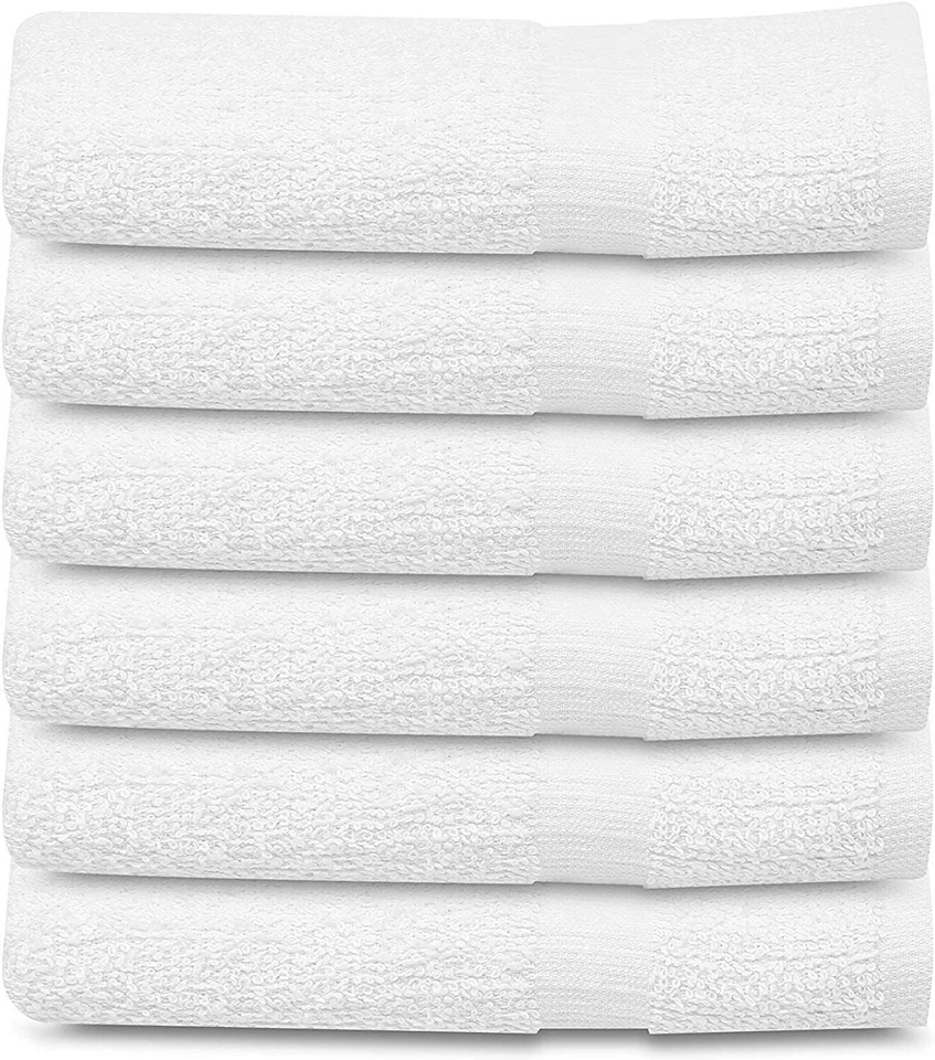 Bath Towels 6 Pack "22x44"  White Cotton Towel Set Bath Pool Gym Towels Beach - Image 1 of 1