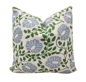Decorative Pillow Cover Blue and Green Punch Paisley cotton pillow . - Picture 1 of 7