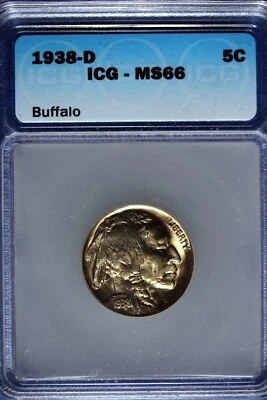 1938 - D ICG MS66 BUFFALO NICKEL!!  #B11385 - Image 1 of 2