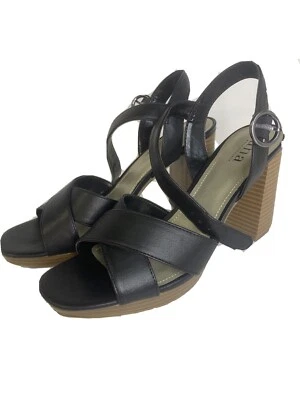 Ana Zapatos Tacones Altos Talla 8.5 Cuero Negro -un Nuevo Enfoque. Foto 1 de 4