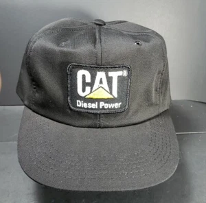 Vintage CAT Diesel Power Caterpillar Cap Trucker Hat Patch Snapback USA Black - Picture 1 of 12