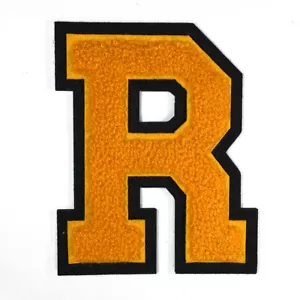 4-1/2" Chenille Stitch Varsity Iron-On Patch by pc, Yellow/Black, TR-11648 - Picture 1 of 36