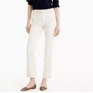 J Crew Sammie Polka Dot Print Stretch Cotton Crop Ankle Slim Pants 28 - Picture 1 of 5