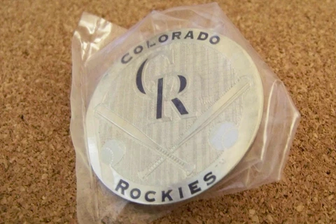 2002 Colorado Rockies magnet - magnet needs to be reglued on back AIBM Cover