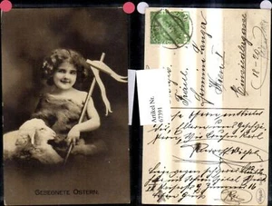 67391,Ostern Mädchen Schaf Pelz Stab  - Picture 1 of 1