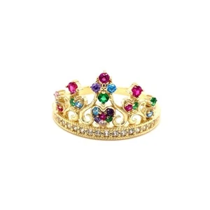 10K Gold Colored CZ Tiara Ring - Picture 1 of 1