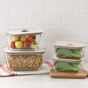 NEOFLAM 4pc Clik Glass Food Storage Containers Set, Microwave, Dishwasher Safe - Picture 1 of 14