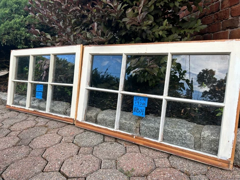 2 -32 x  19 Vintage Window sashes old 6 pane Frame From 1970s  Arts & Craft Cover