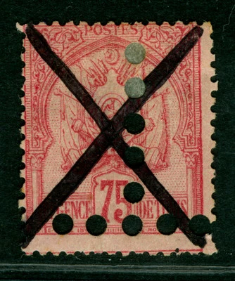 French TUNISIA  1888  POSTAGE DUES  75c rose - Inverted "T" var. Sc# JA21a used - Image 1 of 2