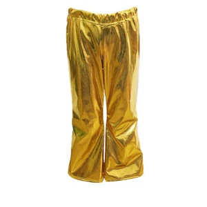 Kids Boys Shiny Bell Bottom Flare Pants Elastic Waist Dancewear Long Trousers - Picture 1 of 21