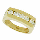 Solid 10k Yellow Gold Mens Channel Wedding Band Ring Natural Round Diamond 3ct