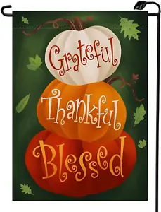 Grateful Thankful Blessed Pumpkin Thanksgiving Garden Flag 12X18 Inch Double Sid - Picture 1 of 1