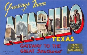 H860 AMARILLO, TX. LARGE LETTER LINEN POSTCARD, - Picture 1 of 2
