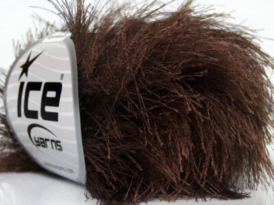 8-Skein Lot Long Eyelash Yarn SuperBulky Winter 8x50g/35m Brown alt - Image 1 of 4