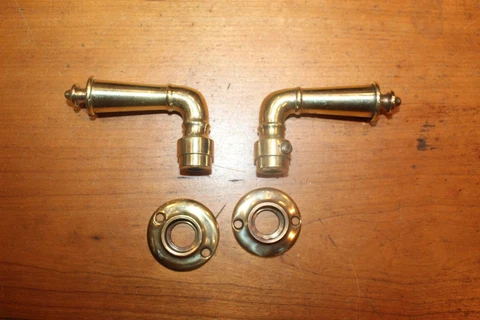 Pair of Antique Victorian Cast Bronze Door Lever Handles Y-21 Cover
