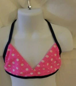 Girls Old Navy Swim Top Pink Blue Polka Dot L(10-12) New Summer Pool Beach Gift - Picture 1 of 2