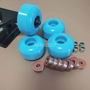 Blue 4pcs 99A Wheels 8pcs 608RS ABEC-9 Bearings 4pcs Spacers Skateboard Part Kit - Picture 1 of 8