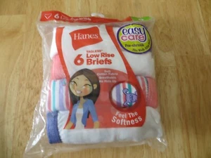 Hanes 6 Pack Girls Tagless Low-Rise Briefs, Size 6 - Picture 1 of 4