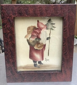 EDLES SIGNIERTES KLEINES ANN REA WEIHNACHTSMANN WEIHNACHTEN ÖL AUF SAMT THEOREM GEMÄLDE! - Bild 1 von 6