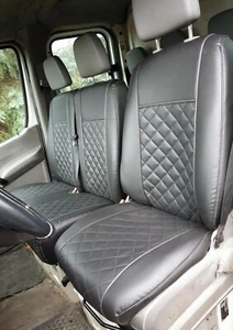 Fundas de asiento de coche a medida cuero sintético negro aptas para Iveco Daily desde 2014 - Imagen 1 de 4