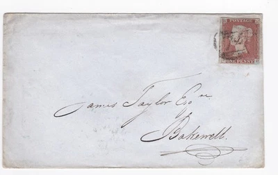 1849 QV FINE 1d PENNY RED STAMP ON BIRKENHEAD COVER TO BAKEWELL - Image 1 of 3