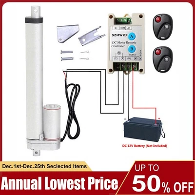 1500N Linear Actuator 2"-18" Electric Motor + Remote Controller 12V DC Auto Lift - Image 1 of 4