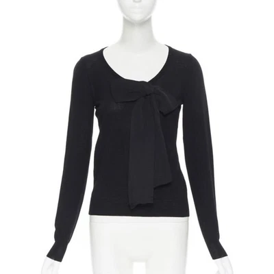 Suéter LANVIN ALBER ELBAZ 2008 polar lana negro firma grosgrain cinta S Foto 1 de 4