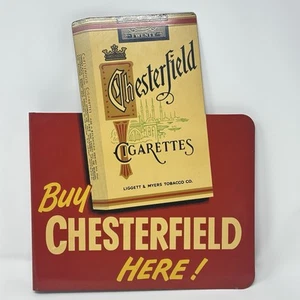 Vintage Chesterfield Cigarettes L&M Filters Tobacco Steel Flange Sign - Picture 1 of 23