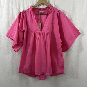 Sofia Collections Noelia Pink Made In Italy Peasant Top Womens Size 2-8 Barbie - Picture 1 of 8