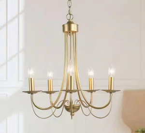 LNC Modern 18.5" Matte Gold Chandelier 5-Light Empire Candlestick Pendant Light - Picture 1 of 1
