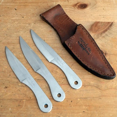 United Cutlery Gil Hibben UC454 - 6" Throwing Knives Set of 3 w/ Leather Sheath - Image 1 of 4