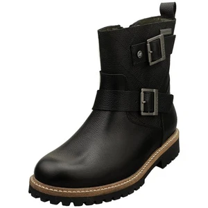Barbour Damen Leder-Bikerboots Bramble Schwarz - Picture 1 of 8
