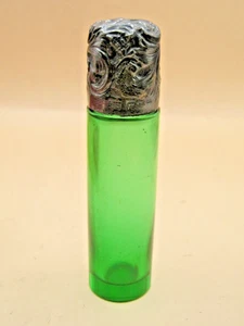 Antiker viktorianischer Sterling Silber Duft Parfüm Flakon mit smaragdgrünem Glas - Bild 1 von 6