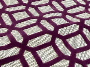 Fabric Remnant Purple Velvet Geometric Design 54” X 73” ~2 Yards - Picture 1 of 8