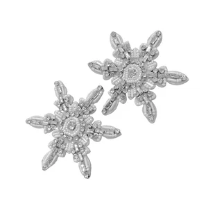  2 Pcs Embroidered Patches Snowflake Decorative Fabric Snowflakes - Picture 1 of 12