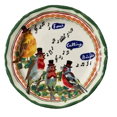 Anthropologie Nathalie Lete Doce Días de Navidad Plato 4 Cuatro Pájaros Llamadores Foto 1 de 2
