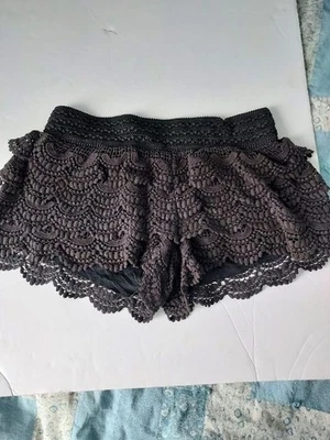 Women’s American Rag Black Ruffle Shorts Cutout Eyelet Pattern Size Small - Image 1 of 4