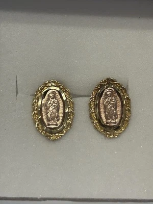 Aretes Virgen de Guadalupe Sólidos Oro Rosa/Amarillo 14k 2,0 gramos Sin Chatarra Foto 1 de 4