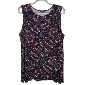 J. Jill Wearever Collection Sleeveless Top Shirt PURPLE PAISLEY Floral size 1X - Picture 1 of 6