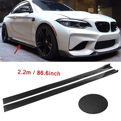 Carbon Fiber Pair of 2.2m/86.6inch Side Skirt Extensions Rocker Panel For BMW Foto 1 de 4