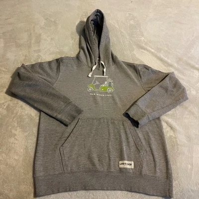 Life is Good Men's Gray Golf Cart "This is how I roll" Hoodie Size Medium Casual - Image 1 of 4